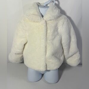 The Children’s Place White Faux Fur Coat Jacket Satin Lined Girls 3T